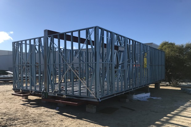 Prefabricated modular building in construction phase, highlighting Rapid Modular WA's innovative and streamlined assembly process in Perth, Western Australia.