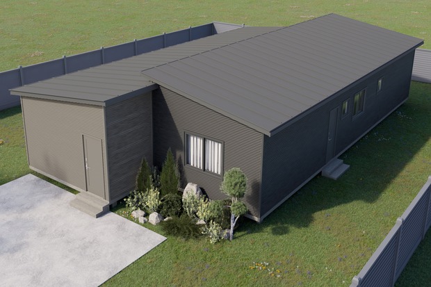 Modern modular home with sleek black exterior and minimalist design by Rapid Modular WA, providing energy-efficient and low-maintenance housing solutions for residential developments in regional Australia.